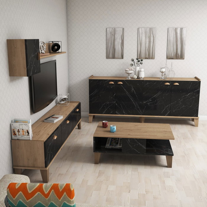 Hanah Home Sumer 2 Conjunto de Muebles de Salón Roble y Mármol Hanah Home Sumer 2 Conjunto de Muebles de Salón Roble y Mármol